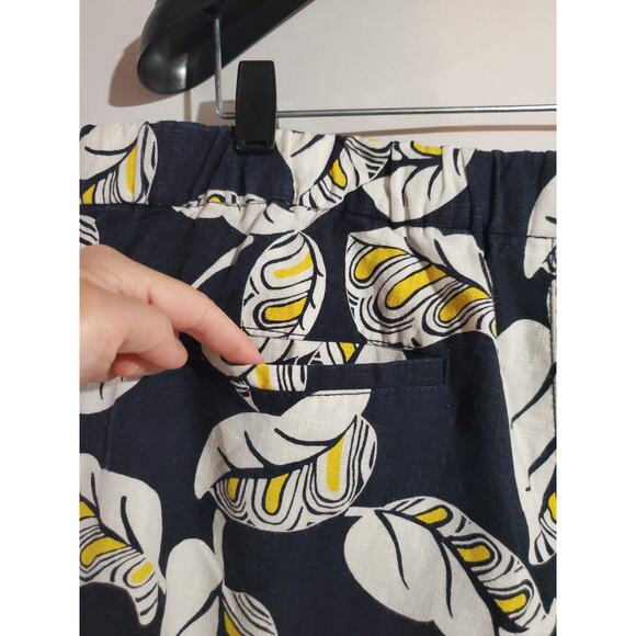 J. Crew Tropical Leaf Print Linen Lyocell Shorts Womens Plus Size 16 Pockets - Picture 6 of 11